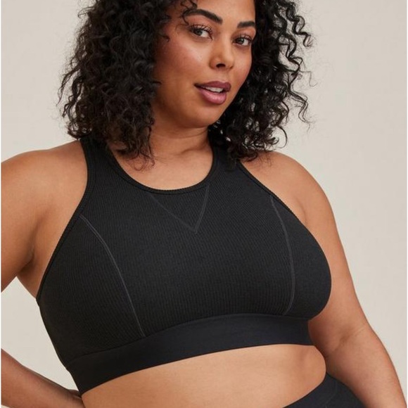 Lightly Lined Cotton Rib High Neck Bralette - Picture 2 of 5